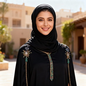 Conjunto de Uñas de Lujo de Alta Calidad y Diamantes Engastados, Abaya de Diseño Personalizado para Mujeres Musulmanas, para Fiestas Nocturnas - Product Image 4