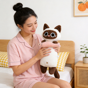 Almohada de peluche de <span class=keywords><strong>gato</strong></span> de cuerpo largo al por mayor, cojín suave antiestrés de <span class=keywords><strong>gato</strong></span> con forma de pez, cojín de abrazo suave para decoración de dormitorio - Product Image 2