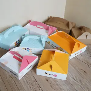 新设计可折叠定制食品包装盒带手柄饼干包装盒带走蛋糕盒