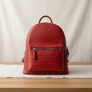 Crocodile <b>leather</b> <b>backpack</b> Designer luxury red bag Women's designer crocodile Red designer <b>backpack</b> - Product Image 1