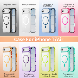 Étui magnétique antidérapant texturé pour iPhone 18 Pro Max Air 15 17, coque arrière hybride transparente antichoc avec pare-chocs couleur N52 - Product Image 2