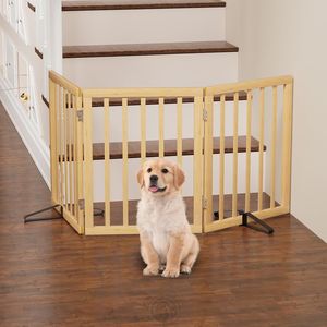 รั้วกั้นสัตว์เลี้ยงแบบพับได้ ทำจากไม้ไผ่ อบด้วยความร้อน พร้อมขาตั้ง 3 แผง เป็นมิตรกับสิ่งแวดล้อม สำหรับใช้ภายในอาคาร - Product Image 3