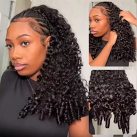 Perruques mi-tête bouclées Pixie en cheveux humains bruts alignés, sans colle, sans dentelle, pour la vente en gros