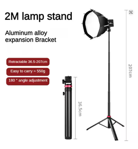 Support de <span class=keywords><strong>lampe</strong></span> en alliage d'aluminium pour tré<span class=keywords><strong>pied</strong></span> universel portable de 2m pour caméra d'<span class=keywords><strong>action</strong></span> légère à 1/4 vis - Product Image 2