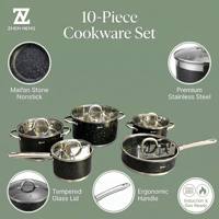 Set Perlengkapan Memasak ZHEN NENG Stainless Steel 10 Pcs, Premium Anti Lengket dengan Lapisan Batu Maifan, Termasuk Panci Sup, Panci Susu, dan Wajan