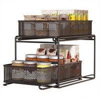 Étagère de rangement multi-niveaux sous l'évier, conçue pour le rangement des plats, des bols et des condiments dans les armoires de cuisine