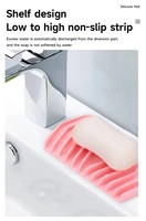 Support à savon en silicone incliné avec grille creuse, antidérapant et auto-drainant pour salle de bain, douche, évier de cuisine