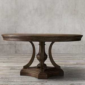 Set Tavolo da Pranzo Rotondo <span class=keywords><strong>Grande</strong></span> in Legno di Quercia Vintage di Alta Qualità, Stile Provinciale Francese, Arredamento per Sala da Pranzo - Product Image 4