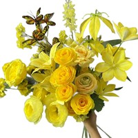 Série Jaune – Fleurs Artificielles en Soie Durables et Magnifiques : Rose, Tulipe, Phalaenopsis, Hortensia – Décoration de Mariage et d'Intérieur – Flocage