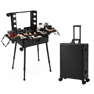 Professional Rolling <b>Makeup</b> Trolley <b>Case</b> With LED Lights and Mirror for Artists-Hair CJ6075 CJ6075 - Product Image 1