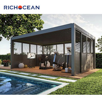 Pergola électrique en aluminium RICHOCEAN pour maison, auvent réglable imperméable à l'eau pour l'extérieur