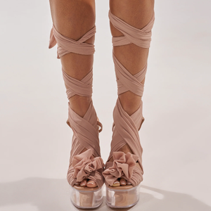 <span class=keywords><strong>Sandalias</strong></span> de <span class=keywords><strong>Plataforma</strong></span> con Cordones para Mujer, Diseño Nuevo, Color Bronceado, Tacón Transparente, Estilo Stiletto - Product Image 3