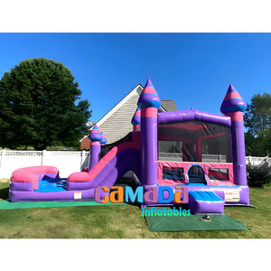 ปราสาทกระโดดแบบเป่าลมพร้อมสไลด์สำหรับเด็กผู้หญิงสีชมพู - Product Image 3