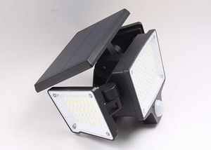 Lampe LED solaire extérieure 10W à trois têtes avec capteur, montage mural, du crépuscule à l'aube, télécommande, pour jardin et patio, HY 10, étanche IP65 - Product Image 4