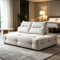 Canapé modulaire sans accoudoirs, carré, en tissu, rembourré, large, à profil bas, pour salon ou hôtel, avec dossier à coussins doux