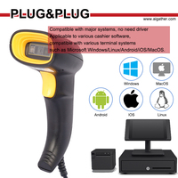 Máquina de pistola de escaneo de código de barras de mano 1D 2D con cable, lector de código de barras USB QR para impresora POS de supermercado