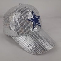 Casquette de baseball pour femme 2026 America Simple Fashion Game Day à paillettes, 6 panneaux, à visière, pour l'extérieur, l'été, polyvalente, protection solaire, sport