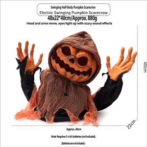 Decorazione di Halloween: Clown Oscillante a Mezzo Busto, Teschio, Zucca, Fantasma Mangiapersona con Sensore Elettrico, Luminoso e Sonoro per un'Atmosfera Terrificante - Product Image 6
