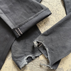 Pantalones Vaqueros de Mezclilla Japonesa para Hombre, Corte Recto, Ajustados, Desgastados, con Estilo Salvaje, Personalizados en Negro - Product Image 3