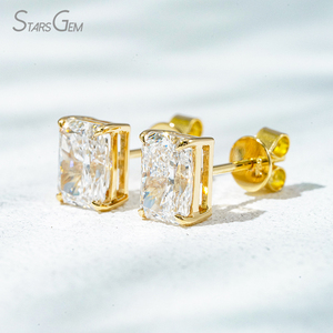 Boucle d'Oreille Diamant en Or 18K 1ct Chaque Certificat IGI Coupe Radiante Diamant VS1 HPHT CVD Or Jaune Blanc Diamant Boucle d'Oreille - Product Image 2