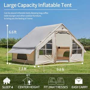 Tienda inflable portátil Glamping para exteriores, techo Oxford plegable automático, función impermeable para acampar en familia - Product Image 2
