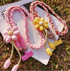 Lanière de téléphone portable à porter en bandoulière, longue, motif fleur de vent, tissée à la main, étanche, boucle de sécurité réglable, robuste et durable - Product Image 1