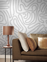 Papier Peint 3D Personnalisé Moderne Abstrait Motif Lignes de Contour Beige Gris pour Murale Murale Artistique pour Espaces Domestiques et Commerciaux