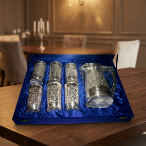 Juego de Limonera de Metal de Latón Moderno y Elegante con Jarra de Vidrio Plateada para Vajilla Navideña y Regalos Promocionales - Product Image 3