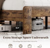Lit Queen Size, lit plateforme en bois avec tête de lit de 50 po de hauteur, marron