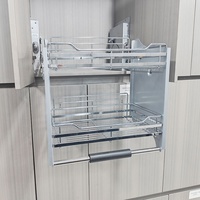Étagère de rangement coulissante pour bouteilles de sauce, boissons, etc., pour cuisine, salle de bain, panier suspendu, panier escamotable