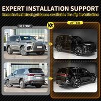 Kit carrosserie en fibre de verre de style WD pour Lexus LX600, lèvre avant, sourcils de roue, diffuseur arrière, aileron arrière, kit carrosserie