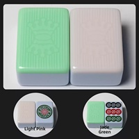 Jeu de tuiles de Mahjong raffiné de 52 mm, 108 tuiles vertes et roses pour table de jeu automatique 4 joueurs
