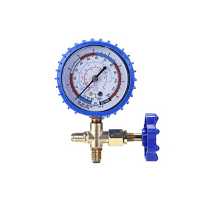 Refrigerant Charging Gauge Valve Set High Low Pressure Air <b>Conditioner</b> Repair Tool With Red Blue Hoses And Pressure Meter - Product Image 2