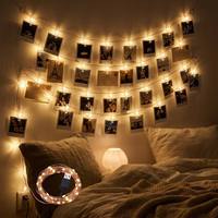 Guirlande lumineuse féerique Decute 100 LED, 50 pinces à photos, 10m, étanche, alimentation USB, interrupteur, pour accrocher photos/cartes/mémos, Noël