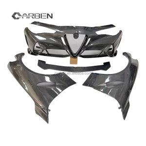 Parachoques Delantero de Fibra de Carbono Estilo GTAM con Divisor y Guardabarros de Fibra de Carbono, Apto para Actualización y <span class=keywords><strong>Alfa</strong></span> <span class=keywords><strong>Romeo</strong></span> Giulia 2016-<span class=keywords><strong>2022</strong></span> - Product Image 1