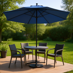 Parasol de terrasse rectangulaire bleu 6,5 x 10 avec manivelle inclinable pour jardin et terrasse - Product Image 2