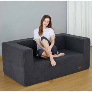 Nuovo arrivo divano pigro doppio formato soggiorno grigio scuro Sherpa sacco divano pronto per l'uso comodo letto a sacco a sacco compresso - Product Image 1