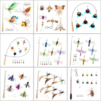 Ensemble de jouets interactifs rétractables pour chat, plusieurs styles avec têtes interchangeables (plumes/insectes/pampilles), personnalisation disponible