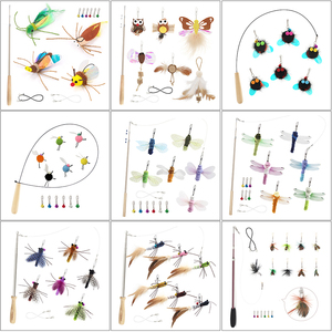 Ensemble de jouets interactifs rétractables pour chat, plusieurs styles avec têtes interchangeables (plumes/insectes/pampilles), personnalisation disponible - Product Image 5