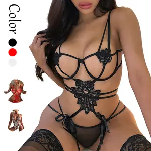 L2316 New Fashion Embroidery Lace Perspective Mature Sexy Women's One Piece Underwear