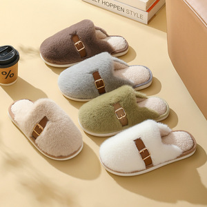 Pantoufles en peluche haut de gamme, respirantes, chaudes, antidérapantes, décontractées, pour femmes, automne-hiver, usage domestique, style homme et femme - Product Image 4