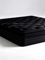 Matelas à ressorts ensachés matelassé à carreaux noir et or, luxe léger, personnalisable