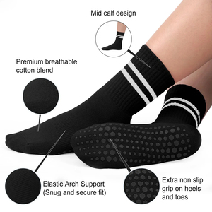 High Quality Embroidery Logo Pilates Grip <b>Socks</b> Pink Custom Pilates <b>Socks</b> for Women Cotton Yoga <b>Socks</b> with Private Label - Product Image 2