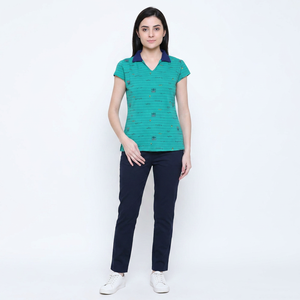Camiseta de golf para mujer de alta calidad, personalizable, antiarrugas, transpirable, informal, de punto, con insignia, patrón sólido, comprimida - Product Image 1