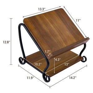 Wooden Iron Double Layer <b>Desktop</b> <b>Shelf</b> 13.3x11 Inch Kitchen Recipe Rack Book Holder Storage Organizer - Product Image 1