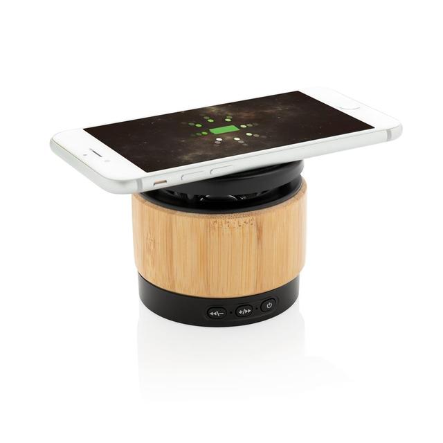 KINGSTAR Bamboo Wooden Speaker Eco-friendly Led Lamp  BT Wireless Charging Speaker