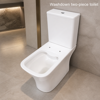 WC en céramique deux pièces à vidage direct, siphon en S 250 mm, évacuation murale 180 mm, avec jupe, blanc, pour salle de bain, sanitaires