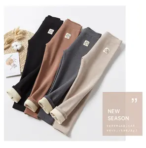 Alta Qualidade Bonito do Inverno Do Bebê Casuais Acolchoado de Pelúcia Crianças Velo Leggings Meninas