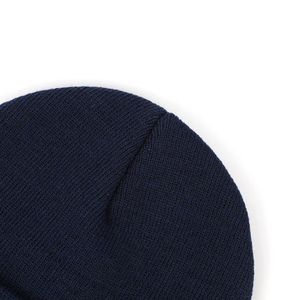 Hot Sale Factory Direct Price 100% Acrylic <strong>Navy</strong> Blue Keep Warm in Autumn and Winter PU Leather Fold Brim Beanie <strong>Hats</strong> - Product Image 4
