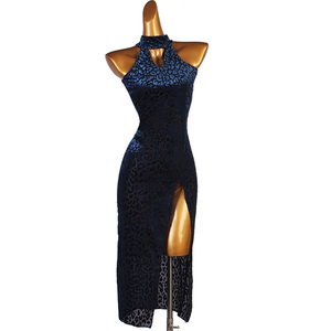 Nueva falda dividida Vestido de baile latino Vestido de práctica Vestido de baile Chacha lombardo de cuello alto pequeño - Product Image 5